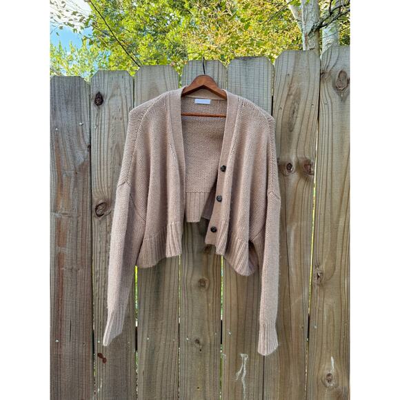 SABLYN CROPPED CASHMERE CARDIGAN — NEUTRAL BEIGE - Picture 1 of 6